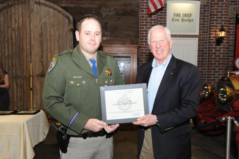 Rep. Mike Thompson presents Officer Chad Tardiff, CHP the Public Safety Hero Award