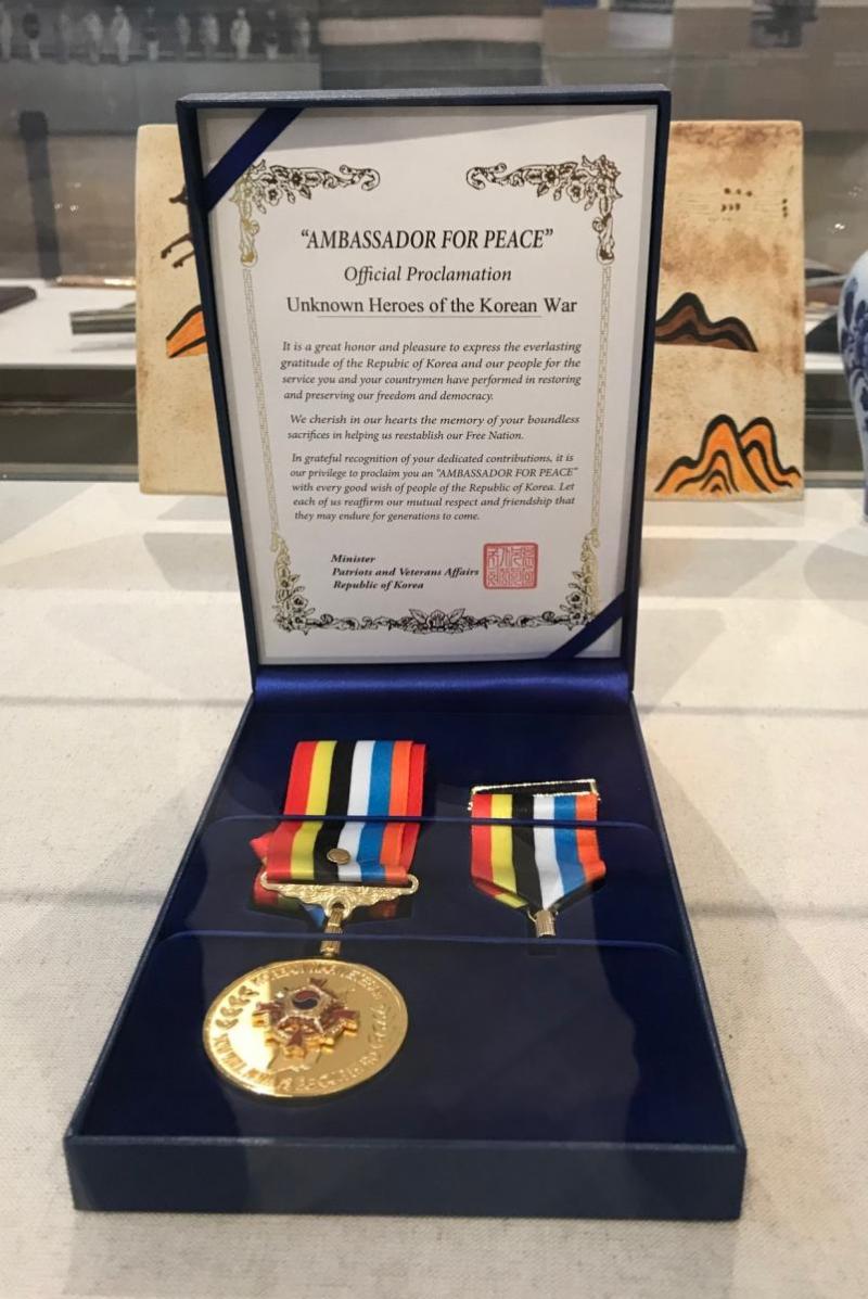 Korean War Unknown was presented with the Korean Ambassador for Peace Medal