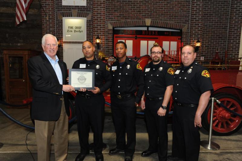 Rep. Mike Thompson presents Crockett-Carquinez Fire Dept. the Public Safety Hero Award.