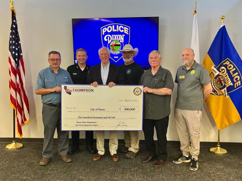 Thompson Presents $500,000 Check to Dixon Police Department