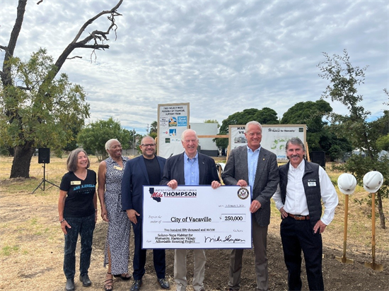 Thompson Presents $250,000 Check to City of Vacaville
